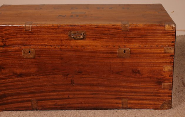 Large 19th Century Camphor Wood Campaign Chest-HPU-1420611