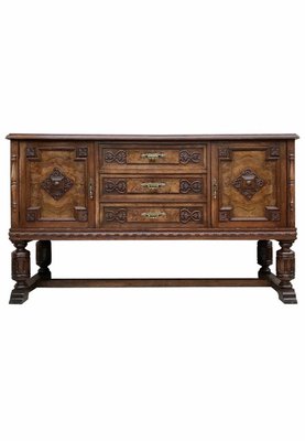 Large 19th Century Catalan Spanish Buffet with Drawers and Mirror Crest-NOU-737539