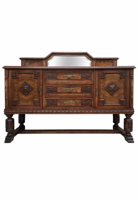 Large 19th Century Catalan Spanish Buffet with Drawers and Mirror Crest-NOU-705892