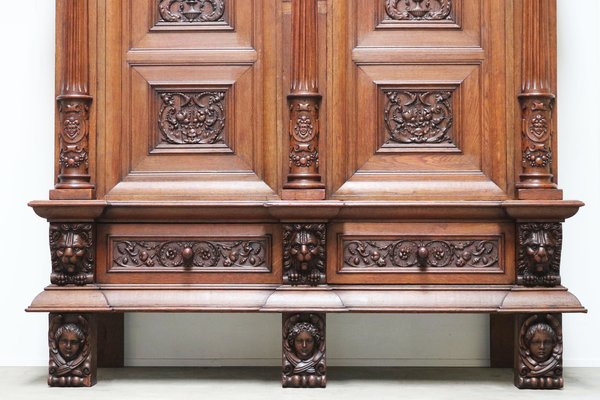 Large 19th Century Dutch Renaissance Revival Cabinet in Walnut & Oak, 1890s-WIP-1735252