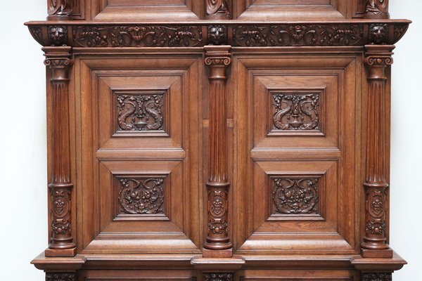 Large 19th Century Dutch Renaissance Revival Cabinet in Walnut & Oak, 1890s-WIP-1735252