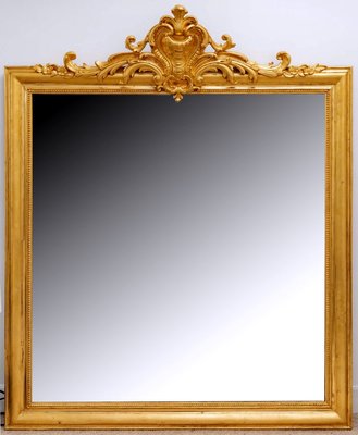 Large 19th Century Louis XV Trumeau Mirror in Gilded Wood with 24 Carat Leaf-UQL-1724127