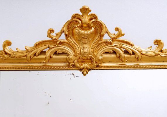 Large 19th Century Louis XV Trumeau Mirror in Gilded Wood with 24 Carat Leaf-UQL-1724127