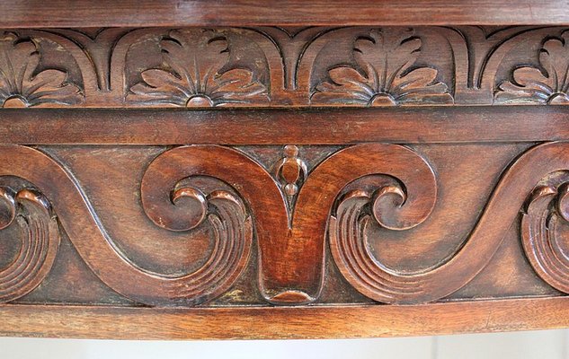 Large 19th Century Louis XVI Style Mahogany Console Table with Marble Top-RVK-705619