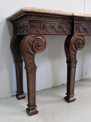 Large 19th Century Louis XVI Style Mahogany Console Table with Marble Top-RVK-705619