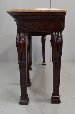 Large 19th Century Louis XVI Style Mahogany Console Table with Marble Top-RVK-705619