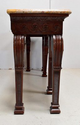 Large 19th Century Louis XVI Style Mahogany Console Table with Marble Top-RVK-705619