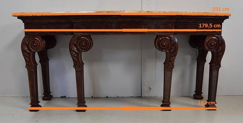 Large 19th Century Louis XVI Style Mahogany Console Table with Marble Top-RVK-705619