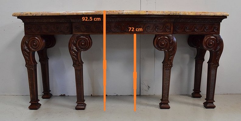 Large 19th Century Louis XVI Style Mahogany Console Table with Marble Top-RVK-705619