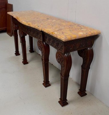 Large 19th Century Louis XVI Style Mahogany Console Table with Marble Top-RVK-705619