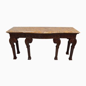 Large 19th Century Louis XVI Style Mahogany Console Table with Marble Top-RVK-705619