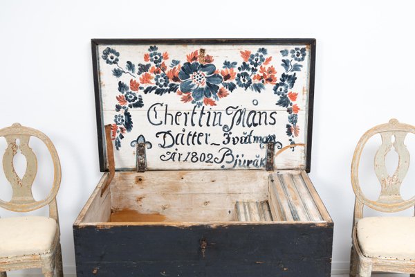 Large 19th Century Swedish Painted Hope Chest-MJF-1375286