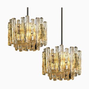 Large 3-Tier Chrome Ice Glass Chandeliers by J.t. Kalmar, Set of 2-VDW-885961