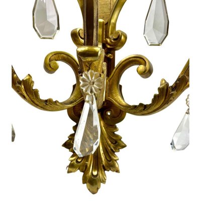 Large 5-Light Wall Lamp in Bronze with Crystal Decoration, 1910-MJY-1738287