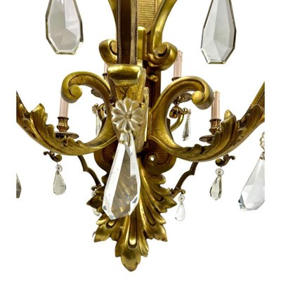 Large 5-Light Wall Lamp in Bronze with Crystal Decoration, 1910-MJY-1738287