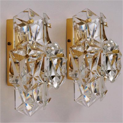 Large 5 Tiers and Gilt Metal Crystal Chandeliers from Kinkeldey, 1970s, Set of 2-VDW-961504