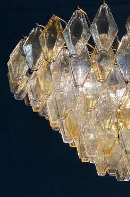 Large Amber and Grey Poliedri Murano Glass Chandelier-MBH-1143155