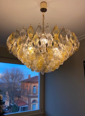 Large Amber and Grey Poliedri Murano Glass Chandelier-MBH-1143155