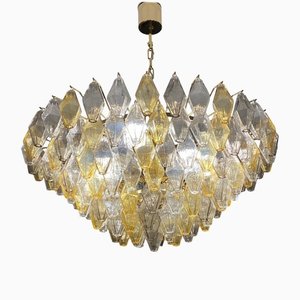 Large Amber and Grey Poliedri Murano Glass Chandelier-MBH-1143155