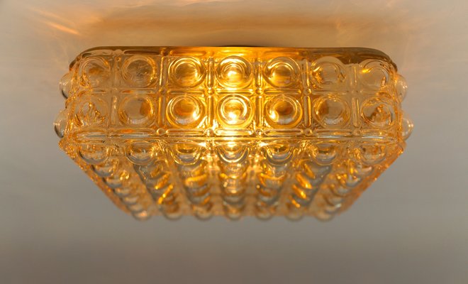 Large Amber Bubble Glass Flush Mount Lamp by Helena Tynell, Germany, 1960s-KQB-1749121