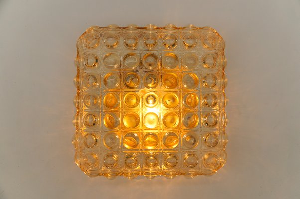 Large Amber Bubble Glass Flush Mount Lamp by Helena Tynell, Germany, 1960s-KQB-1749121