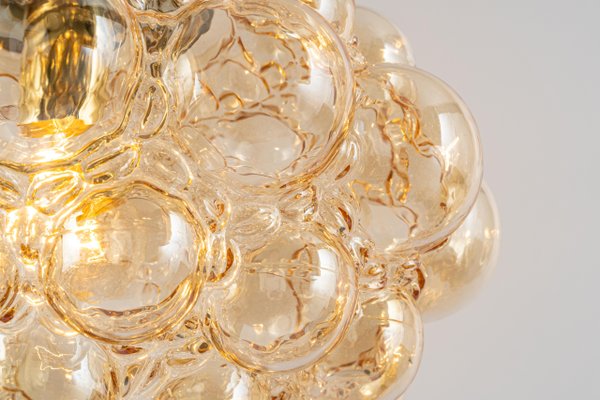 Large Amber Bubble Glass Pendant by Helena Tynell for Limburg, Germany, 1970s-UGR-1159893