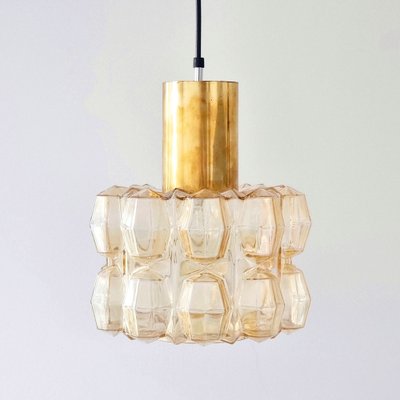 Large Amber Diamond Glass Ceiling Light by Helena Tynell for Limburg, Germany, 1960s-BMM-1720611