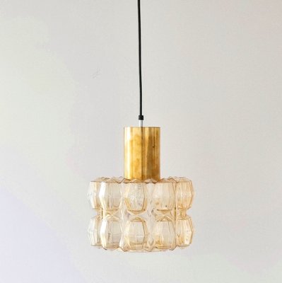 Large Amber Diamond Glass Ceiling Light by Helena Tynell for Limburg, Germany, 1960s-BMM-1720611