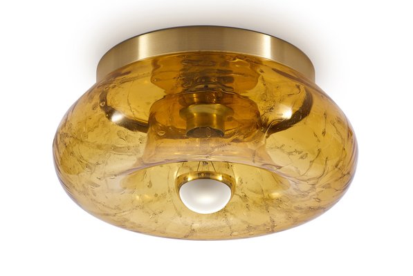 Large Amber Glass Wall & Ceiling Lamp from Doria Leuchten, 1970s-QBR-988025