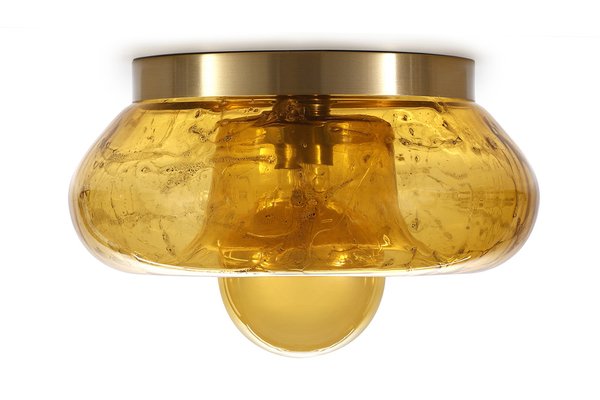 Large Amber Glass Wall & Ceiling Lamp from Doria Leuchten, 1970s-QBR-988025