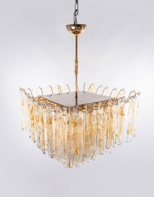 Large Amber Murano Glass 13 Light Chandelier Pendant Lamp, 1970s-DEK-1094271