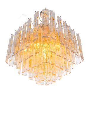 Large Amber Murano Glass 13 Light Chandelier Pendant Lamp, 1970s-DEK-1094271