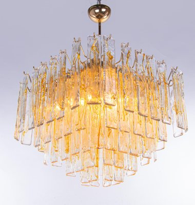 Large Amber Murano Glass 13 Light Chandelier Pendant Lamp, 1970s-DEK-1094271