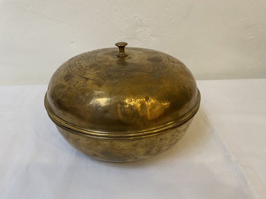 Large Antique Brass Box, Middle East, 1920s-RZY-1778521