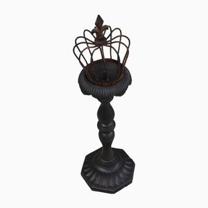 Large Antique Cast Iron Floor Candleholder-UWJ-1234434