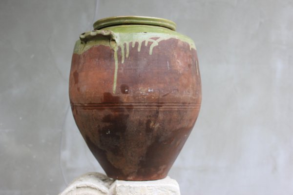 Large Antique Clay Pottery with Handles-UWJ-1375331