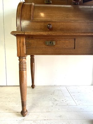 Large Antique Cylinder Writing Desk in Oak-WZZ-970364