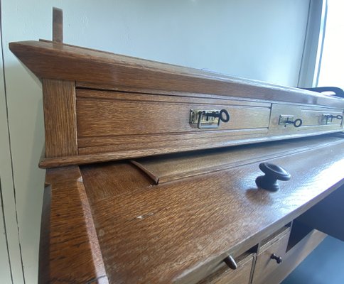 Large Antique Cylinder Writing Desk in Oak-WZZ-970364