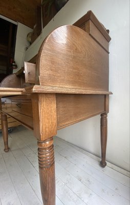 Large Antique Cylinder Writing Desk in Oak-WZZ-970364