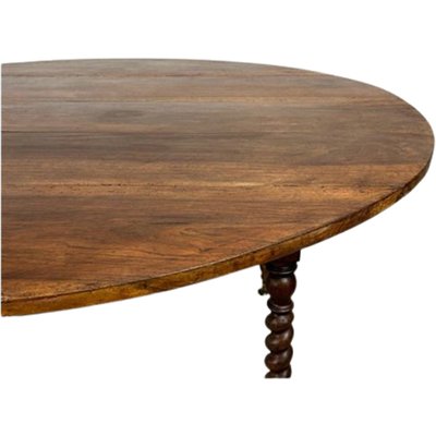 Large Antique French Provençal Walnut Extendable Table with Turned Legs and Brass Wheels-TCS-1704013