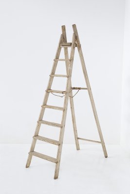 Large Antique Italian White Wood Ladder, 1920s-RCE-1416867