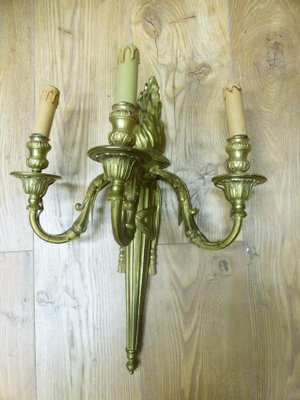 Large Antique Louis XVI Style Sconces, Set of 2-WSV-605291