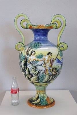 Large Antique Majolica Hand Painted Vase, 1880-DCO-1259532