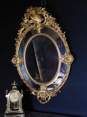 Large Antique Napoleon III Mirror with Reserves-WSV-605137