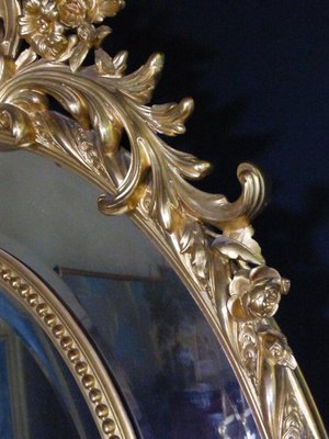 Large Antique Napoleon III Mirror with Reserves-WSV-605137