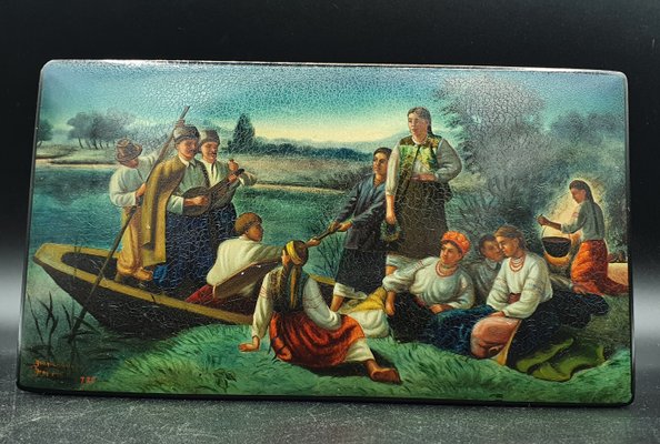 Large Antique Russian Lacquer Box-OZS-1344215