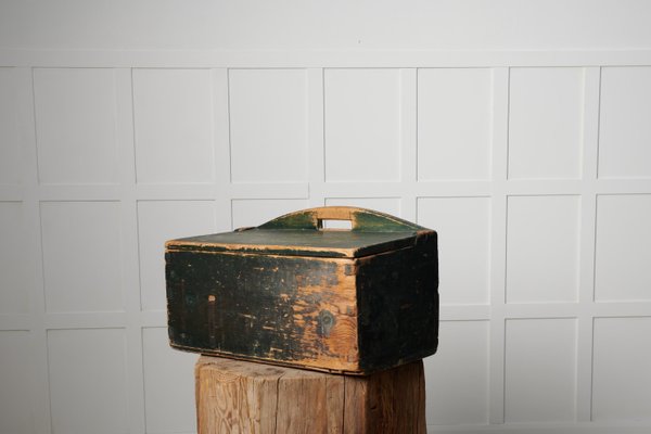 Large Antique Swedish Folk Art Handmade Pine Flour Box-MJF-1756228