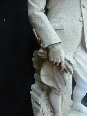 Large Antique XX Statue of Knight in Stone-WSV-605299