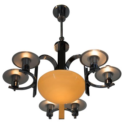 Large Art Deco 7-Flamming Chandelier, 1930s-TZ-799552