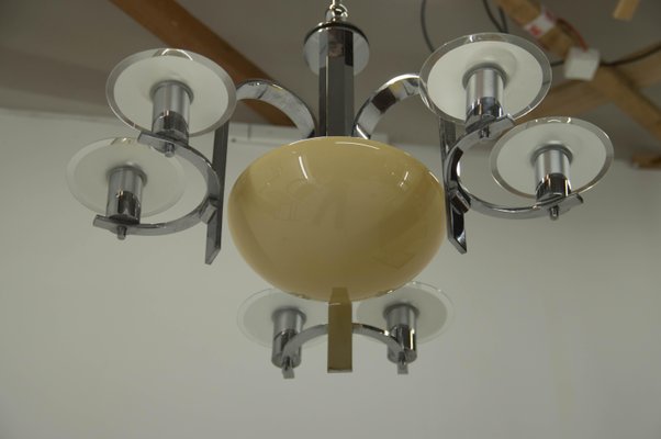 Large Art Deco 7-Flamming Chandelier, 1930s-TZ-799552